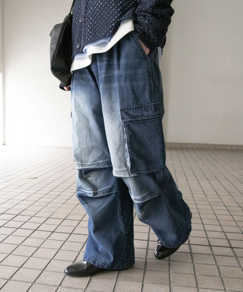 SENSE OF PLACE by URBAN RESEARCH（センスオブプレイスバイアーバンリサーチ）の「デニムカーゴパンツ（デニムパンツ・メンズ・ブラック/ブルー・MEDIUM/LARGE）」の14枚目の写真