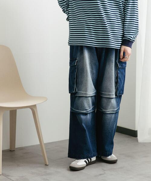 SENSE OF PLACE by URBAN RESEARCH（センスオブプレイスバイアーバンリサーチ）の「デニムカーゴパンツ（デニムパンツ・メンズ・ブラック/ブルー・MEDIUM/LARGE）」の12枚目の写真