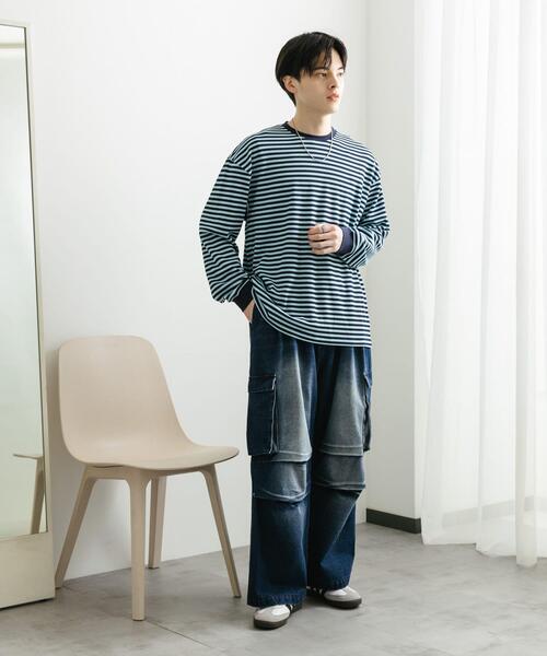 SENSE OF PLACE by URBAN RESEARCH（センスオブプレイスバイアーバンリサーチ）の「デニムカーゴパンツ（デニムパンツ・メンズ・ブラック/ブルー・MEDIUM/LARGE）」の7枚目の写真