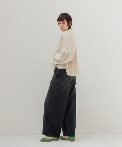 DRESSLAVE（ドレスレイブ）の「georgett pleats blouse(ジョーゼットプリーツブラウス)（シャツ/ブラウス・レディース・グリーン/ベージュ・38）」の10枚目の写真