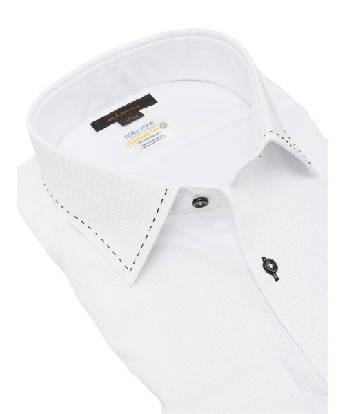 m.f.editorial（エムエフエディトリアル）の「【形態安定 吸水速乾】m.f.エディトリアル メンズ ワイドカラー ビジネスドレス 長袖シャツ（ビジネスシャツ・メンズ・ホワイト・首回り39cm-裄丈80cm/首回り39cm-裄丈84cm/首回り41cm-裄丈82cm/首回り41cm-裄丈86cm/首回り43cm-裄丈86cm/首回り37cm-裄丈80cm/首回り43cm-裄丈82cm/首回り45cm-裄丈86cm）」の3枚目の写真