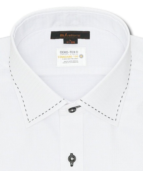 m.f.editorial（エムエフエディトリアル）の「【形態安定 吸水速乾】m.f.エディトリアル メンズ ワイドカラー ビジネスドレス 長袖シャツ（ビジネスシャツ・メンズ・ホワイト・首回り39cm-裄丈80cm/首回り39cm-裄丈84cm/首回り41cm-裄丈82cm/首回り41cm-裄丈86cm/首回り43cm-裄丈86cm/首回り37cm-裄丈80cm/首回り43cm-裄丈82cm/首回り45cm-裄丈86cm）」の2枚目の写真