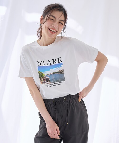 ANY(エニィ)の「オーガビッツロゴ・フォトTシャツ(Tシャツ/カットソー・レディース・ホワイト系3/ホワイト系2/ホワイト系4/ブラック系1・F)」の1枚目の写真