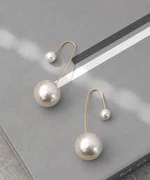 大玉パール×パールキャッチフックピアス