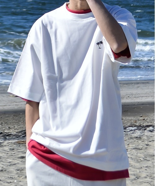 Sunny Smith(サニースミス)の「11.6ウルトラヘビーオンス Heavy Smithヤシの木柄 ワンポイント刺繍Tee(Tシャツ/カットソー・メンズ・チャコールグレー/ブラック/オフホワイト・LARGE/MEDIUM)」の4枚目の写真