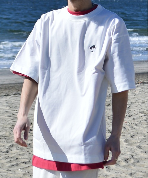 Sunny Smith(サニースミス)の「11.6ウルトラヘビーオンス Heavy Smithヤシの木柄 ワンポイント刺繍Tee(Tシャツ/カットソー・メンズ・チャコールグレー/ブラック/オフホワイト・LARGE/MEDIUM)」の5枚目の写真