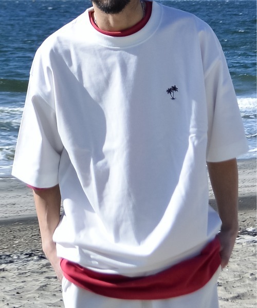 Sunny Smith(サニースミス)の「11.6ウルトラヘビーオンス Heavy Smithヤシの木柄 ワンポイント刺繍Tee(Tシャツ/カットソー・メンズ・チャコールグレー/ブラック/オフホワイト・LARGE/MEDIUM)」の6枚目の写真