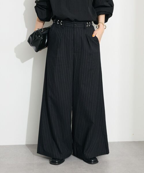 CRAFT STANDARD BOUTIQUE（クラフトスタンダードブティック）の「ストライプイージーワイドスラックス（スラックス・レディース・ブラック・S/M/L）」の5枚目の写真