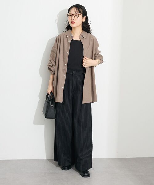 CRAFT STANDARD BOUTIQUE（クラフトスタンダードブティック）の「ストライプイージーワイドスラックス（スラックス・レディース・ブラック・S/M/L）」の9枚目の写真