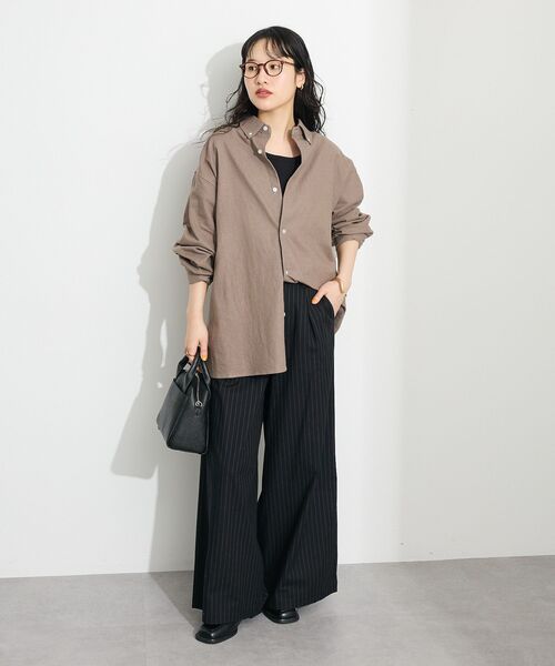 CRAFT STANDARD BOUTIQUE（クラフトスタンダードブティック）の「ストライプイージーワイドスラックス（スラックス・レディース・ブラック・S/M/L）」の10枚目の写真