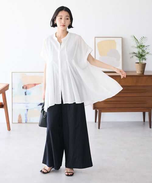 CRAFT STANDARD BOUTIQUE（クラフトスタンダードブティック）の「ストライプイージーワイドスラックス（スラックス・レディース・ブラック・S/M/L）」の11枚目の写真