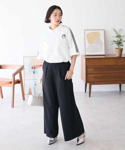 CRAFT STANDARD BOUTIQUE（クラフトスタンダードブティック）の「ストライプイージーワイドスラックス（スラックス・レディース・ブラック・S/M/L）」の14枚目の写真