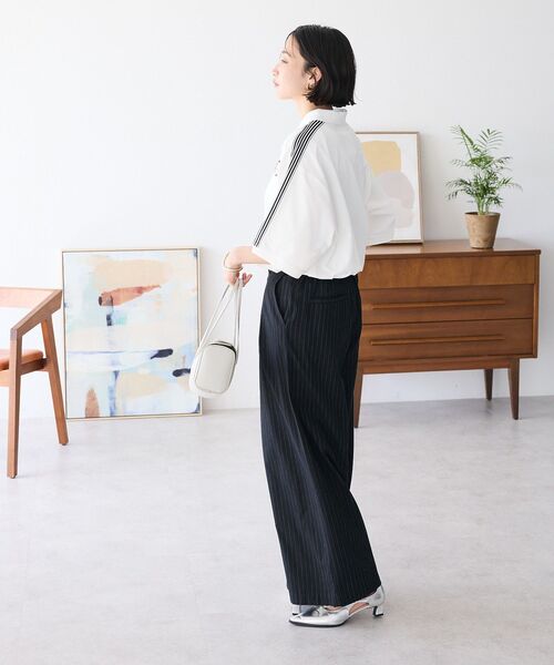 CRAFT STANDARD BOUTIQUE（クラフトスタンダードブティック）の「ストライプイージーワイドスラックス（スラックス・レディース・ブラック・S/M/L）」の16枚目の写真