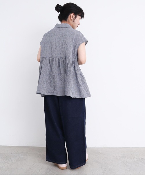 くしゃくしゃコットン チュニックブラウス（シャツ/ブラウス
