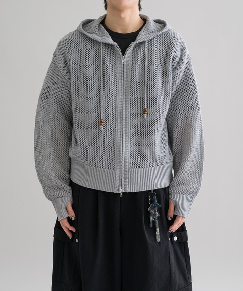 epnok(エプノック)の「【EPNK】Mesh hooded zip up / メッシュフーデッドジップアップ(パーカー・メンズ・グレー/チャコールグレー・SMALL/MEDIUM/LARGE)」の20枚目の写真