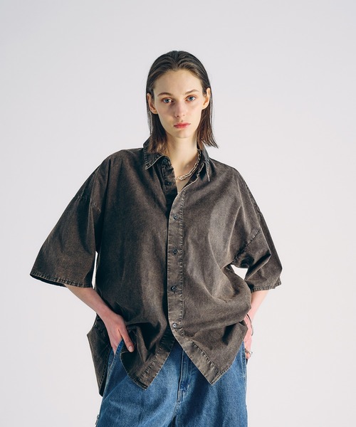 SELLE GLANT(セレグランテ)の「CHEMICAL WASH REGULAR SHIRT/ケミカルウォッシュレギュラーシャツ(シャツ/ブラウス・メンズ・ダークブルー/ブラック・SMALL/LARGE/MEDIUM)」の4枚目の写真