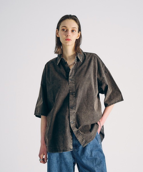 SELLE GLANT(セレグランテ)の「CHEMICAL WASH REGULAR SHIRT/ケミカルウォッシュレギュラーシャツ(シャツ/ブラウス・メンズ・ダークブルー/ブラック・SMALL/LARGE/MEDIUM)」の5枚目の写真