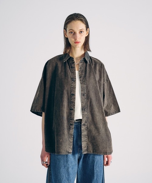 SELLE GLANT(セレグランテ)の「CHEMICAL WASH REGULAR SHIRT/ケミカルウォッシュレギュラーシャツ(シャツ/ブラウス・メンズ・ダークブルー/ブラック・SMALL/LARGE/MEDIUM)」の7枚目の写真