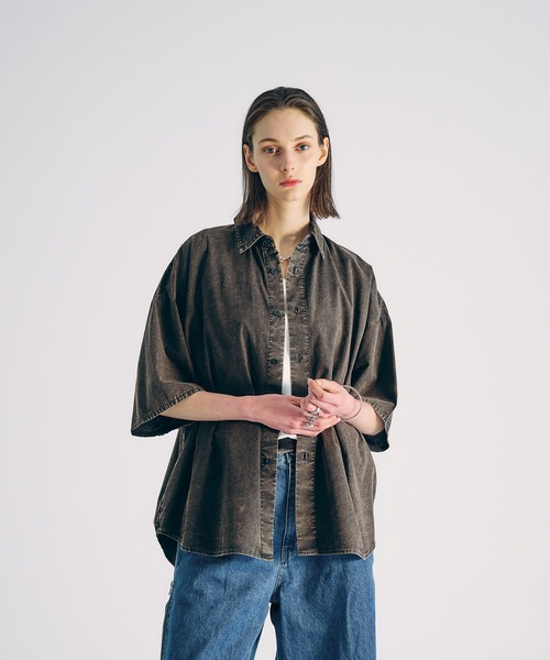 SELLE GLANT(セレグランテ)の「CHEMICAL WASH REGULAR SHIRT/ケミカルウォッシュレギュラーシャツ(シャツ/ブラウス・メンズ・ダークブルー/ブラック・SMALL/LARGE/MEDIUM)」の9枚目の写真