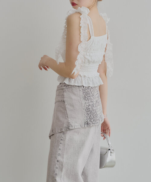 Chico（チコ）の「【セットアップ対応】肩ボタン取り外しデニムベアトップ（その他トップス・レディース・ブルー系その他/ピンク系その他/ブルー・FREE）」の21枚目の写真