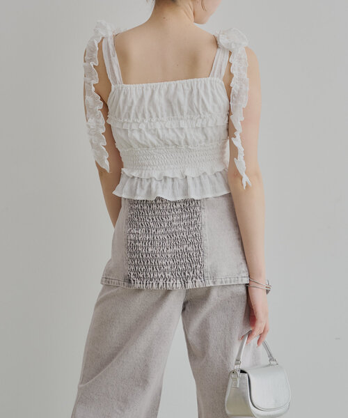 Chico（チコ）の「【セットアップ対応】肩ボタン取り外しデニムベアトップ（その他トップス・レディース・ブルー系その他/ピンク系その他/ブルー・FREE）」の20枚目の写真