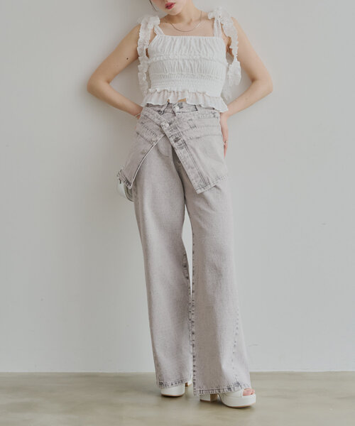 Chico（チコ）の「【セットアップ対応】肩ボタン取り外しデニムベアトップ（その他トップス・レディース・ブルー系その他/ピンク系その他/ブルー・FREE）」の19枚目の写真