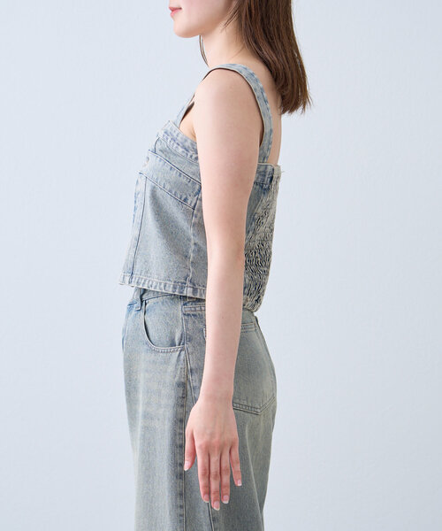 Chico（チコ）の「【セットアップ対応】肩ボタン取り外しデニムベアトップ（その他トップス・レディース・ブルー系その他/ピンク系その他/ブルー・FREE）」の15枚目の写真