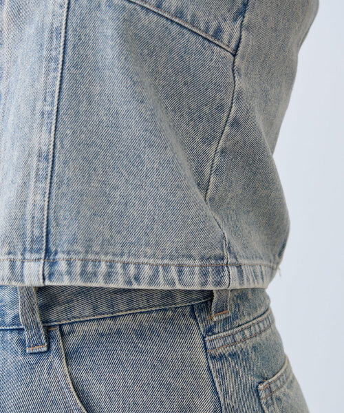 Chico（チコ）の「【セットアップ対応】肩ボタン取り外しデニムベアトップ（その他トップス・レディース・ブルー系その他/ピンク系その他/ブルー・FREE）」の9枚目の写真