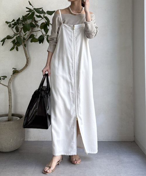 DouDou（ドゥドゥ）の「ブークレーダンボールオフショル（Tシャツ/カットソー・レディース・オフホワイト/ネイビー/ベージュ・FREE）」の15枚目の写真