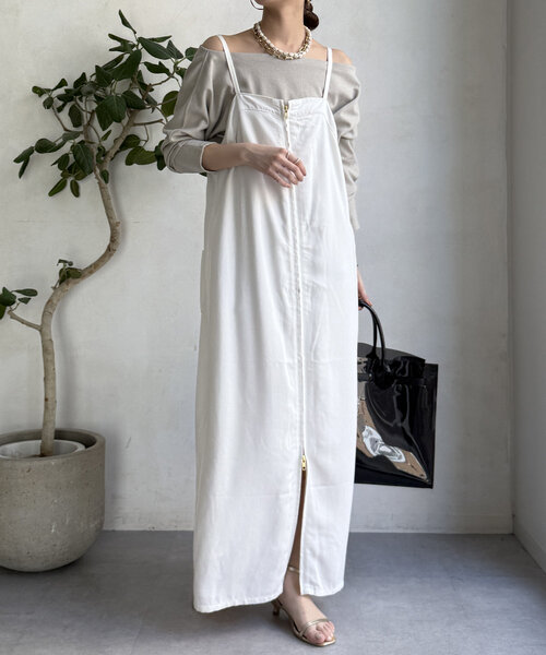 DouDou（ドゥドゥ）の「ブークレーダンボールオフショル（Tシャツ/カットソー・レディース・オフホワイト/ネイビー/ベージュ・FREE）」の16枚目の写真