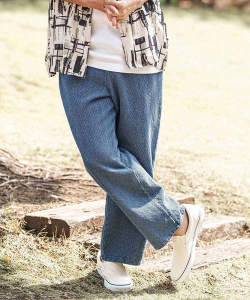 CAMBIO（カンビオ）の「mp13595- Jacquard Denim Wide Straight Pants ワイドストレートパンツ（その他パンツ・メンズ・コバルトブルー/ネイビー・S/M/L）」の2枚目の写真