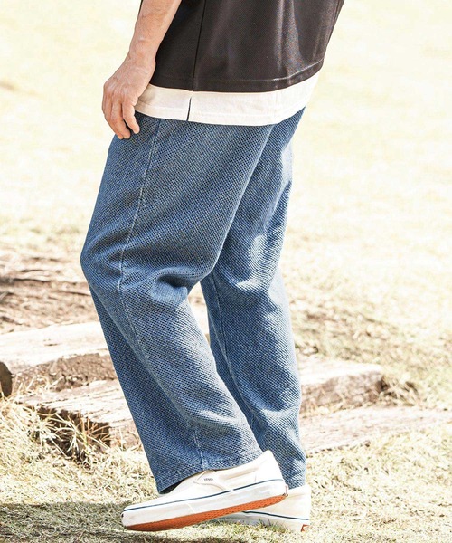 CAMBIO（カンビオ）の「mp13595- Jacquard Denim Wide Straight Pants ワイドストレートパンツ（その他パンツ・メンズ・コバルトブルー/ネイビー・S/M/L）」の4枚目の写真