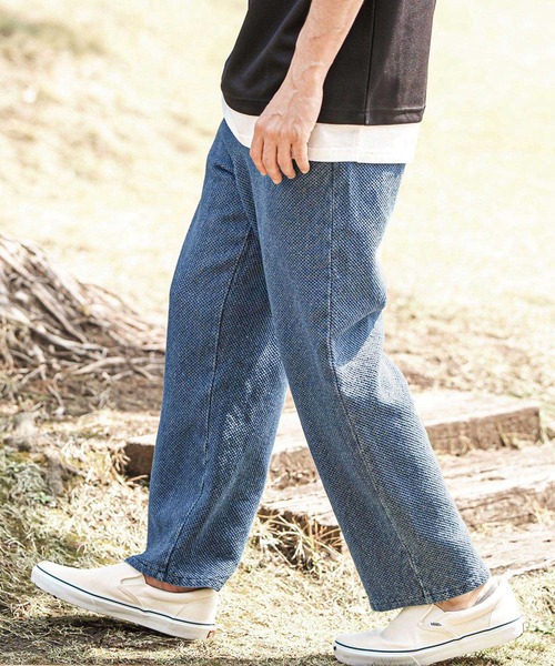 CAMBIO（カンビオ）の「mp13595- Jacquard Denim Wide Straight Pants ワイドストレートパンツ（その他パンツ・メンズ・コバルトブルー/ネイビー・S/M/L）」の5枚目の写真