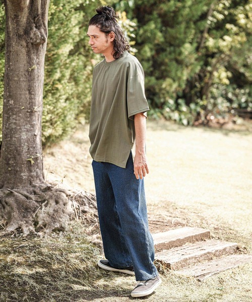 mp13595- Jacquard Denim Wide Straight Pants ワイドストレートパンツ