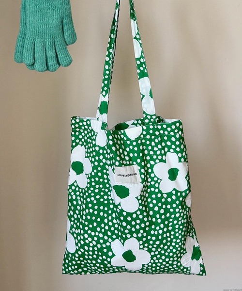 TONE SELECT GOODS（トーンセレクトグッズ）の「Liaa/花柄 ドット柄 トートバッグ A18609（トートバッグ・レディース・ブラック/グリーン・FREE）」の10枚目の写真