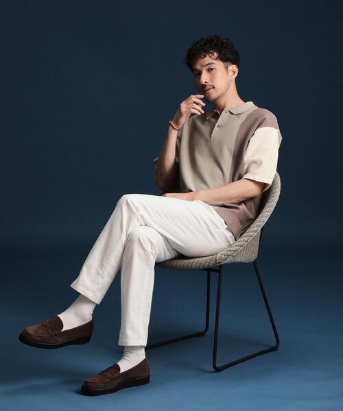 THE SHOP TK （ザ ショップ ティーケー ）の「パネルニットポロシャツ（ポロシャツ・メンズ・グレー系その他4/ベージュ系3・04/02/03）」の9枚目の写真