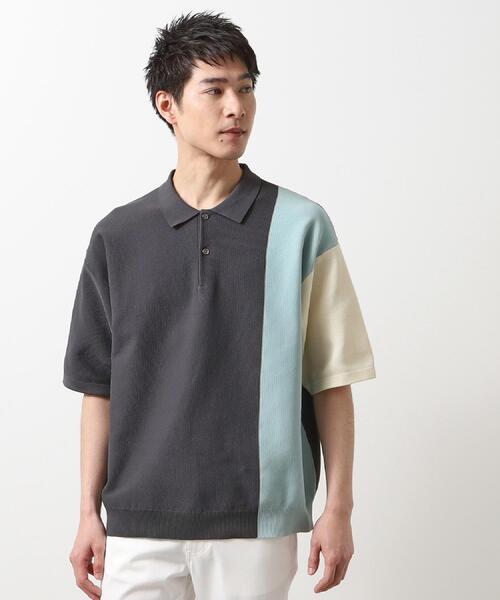 THE SHOP TK （ザ ショップ ティーケー ）の「パネルニットポロシャツ（ポロシャツ・メンズ・グレー系その他4/ベージュ系3・04/02/03）」の13枚目の写真
