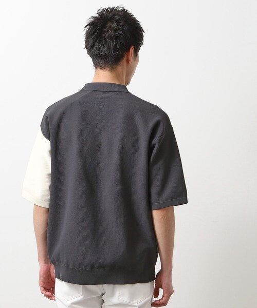 THE SHOP TK （ザ ショップ ティーケー ）の「パネルニットポロシャツ（ポロシャツ・メンズ・グレー系その他4/ベージュ系3・04/02/03）」の15枚目の写真