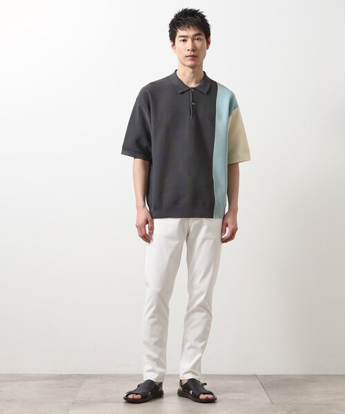 THE SHOP TK （ザ ショップ ティーケー ）の「パネルニットポロシャツ（ポロシャツ・メンズ・グレー系その他4/ベージュ系3・04/02/03）」の16枚目の写真