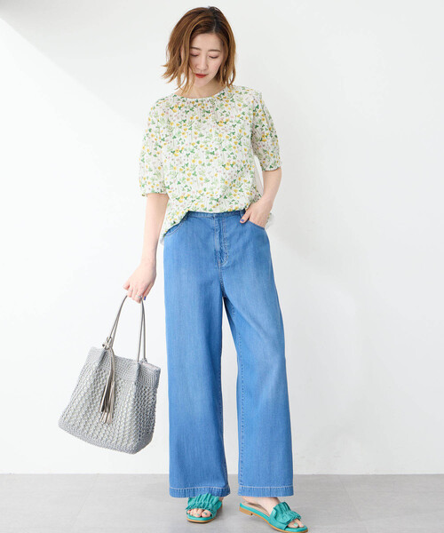 Petit Honfleur(プチオンフルール)の「2025年春夏【リバティシリーズ】プリントプルオーバー(Tシャツ/カットソー・レディース・ネイビー/ピンク/イエロー/ブルー・M/L)」の6枚目の写真