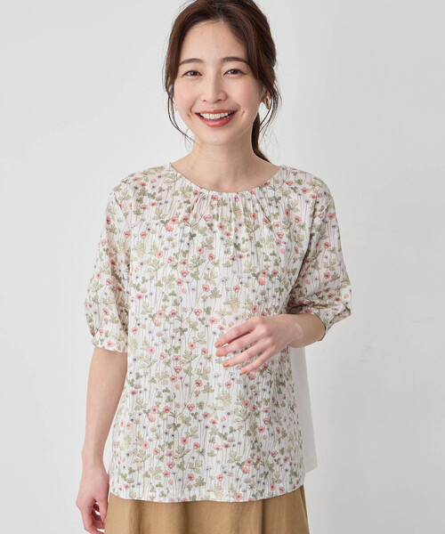 Petit Honfleur(プチオンフルール)の「2025年春夏【リバティシリーズ】プリントプルオーバー(Tシャツ/カットソー・レディース・ネイビー/ピンク/イエロー/ブルー・M/L)」の17枚目の写真