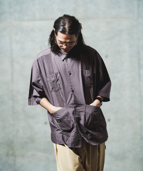 ブラウス シャツ 「ADAMPATEK/アダムパテック」overdyed cuban shirt/製品染めキューバシャツ レディース メンズ ADAMPATEK/overdyed cuban shirt/製品染めキューバシャツ