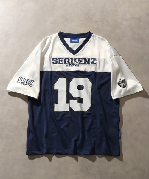 【NFL】Vネックメッシュ半袖ゲームシャツアメフトL◆ユニフォームバンドTシャツ tsb25044392.jpg