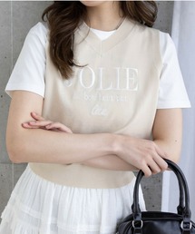 clear | 刺繍ロゴニットベスト[着回し力抜群 レイヤード 夏ニット カジュアル]≪2025SS新作≫(ニット/セーター)
