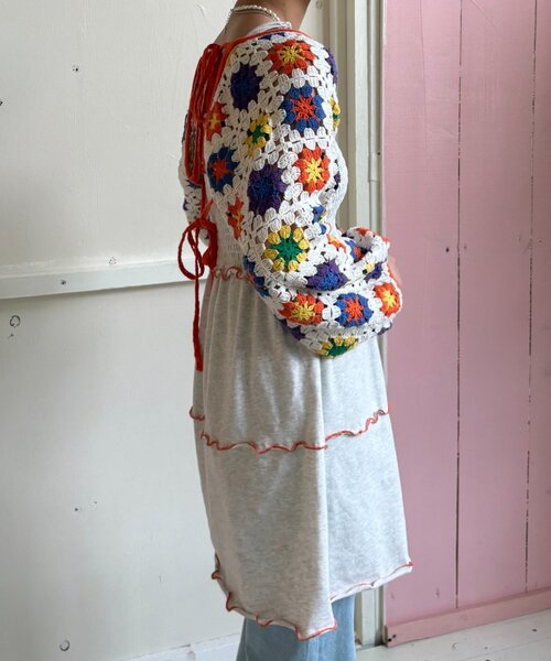 HELLO.SANFRANCISCO】クロシェボレロ付きティアードキャミワンピ