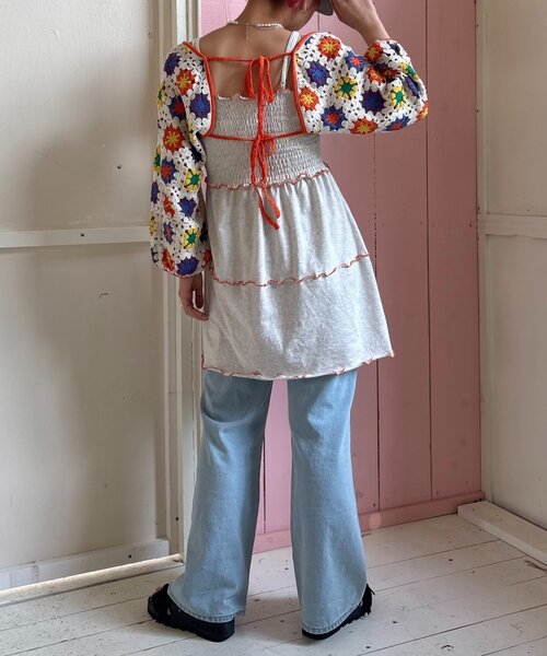 HELLO.SANFRANCISCO】クロシェボレロ付きティアードキャミワンピ