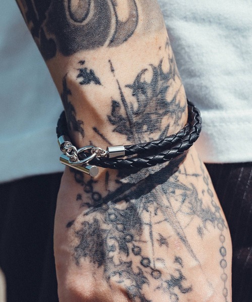Subciety（サブサエティ）の「Mesh leather bracelet（ブレスレット・メンズ・ブラック・FREE）」の8枚目の写真
