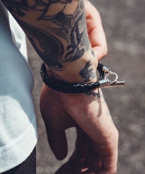 Subciety（サブサエティ）の「Mesh leather bracelet（ブレスレット・メンズ・ブラック・FREE）」の11枚目の写真