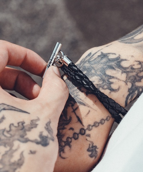Subciety（サブサエティ）の「Mesh leather bracelet（ブレスレット・メンズ・ブラック・FREE）」の13枚目の写真