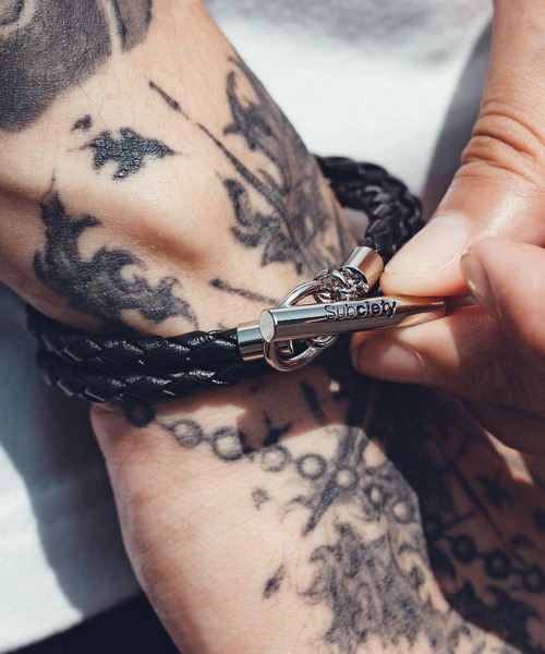 Subciety（サブサエティ）の「Mesh leather bracelet（ブレスレット・メンズ・ブラック・FREE）」の18枚目の写真